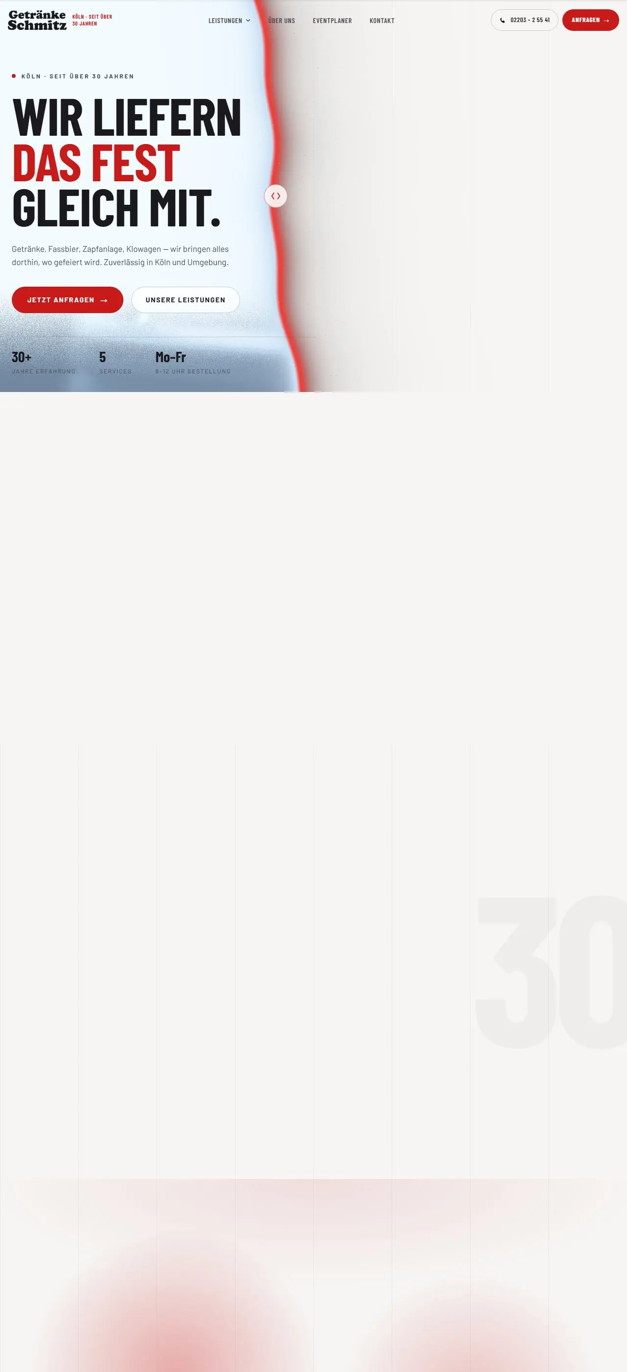 Startseite von Getränke Schmitz Köln, Referenz für Webdesign